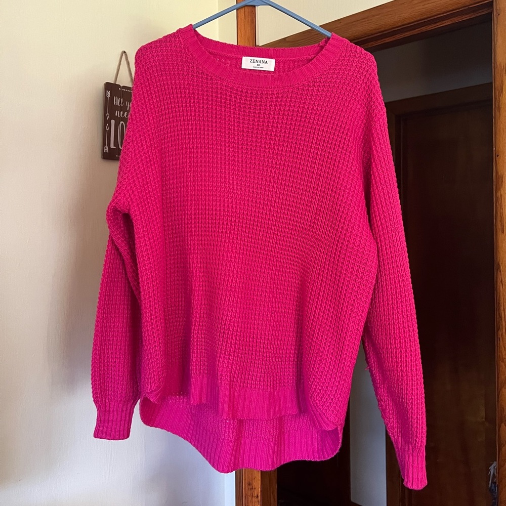 Bright pink over sized sweater!!!
